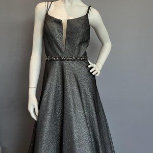 size 10 a-line sparkly silver prom/formal event gown